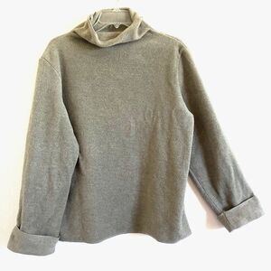 DKNY CLASSIC sz L Khaki Beige Neutral Cozy Comfy Relaxed Fit Warm Up Top Capsule